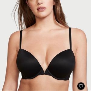 Victoria’s Secret Love Cloud Push-Up Plunge Bra 38DD Black NWT